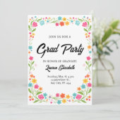 Invitation modern chic boho bright wild flowers graduation (Debout devant)