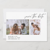 Invitation Modern Chic Deux photo Save the Date White (Devant)