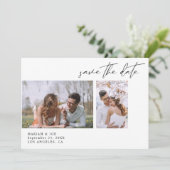 Invitation Modern Chic Deux photo Save the Date White (Debout devant)