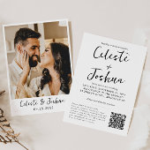 Invitation Modern Chic Elegant Photo QR Code Détails Mariage