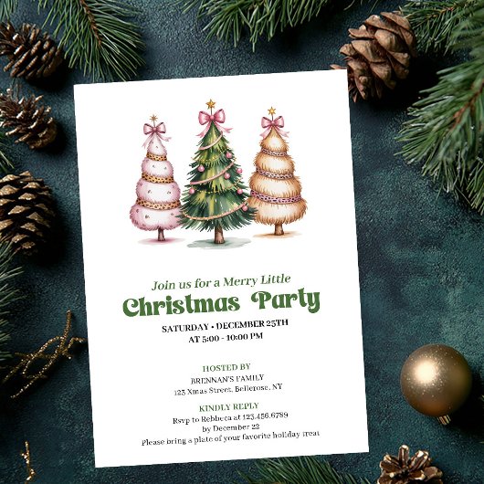 Invitation Modern chic leopard Christmas tree party invite
