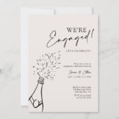 Invitation Modern Chic Nous sommes engagés Black Champagne Pa (Devant)