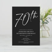 Invitation Modern Chic Script Seventieth 70e fête d'anniversa (Debout devant)
