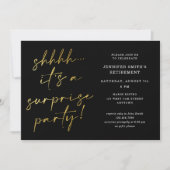 Invitation Modern Chic Script Shhh Surprise Retirement Party (Devant)