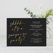 Invitation Modern Chic Script Shhh Surprise Retirement Party (Debout devant)