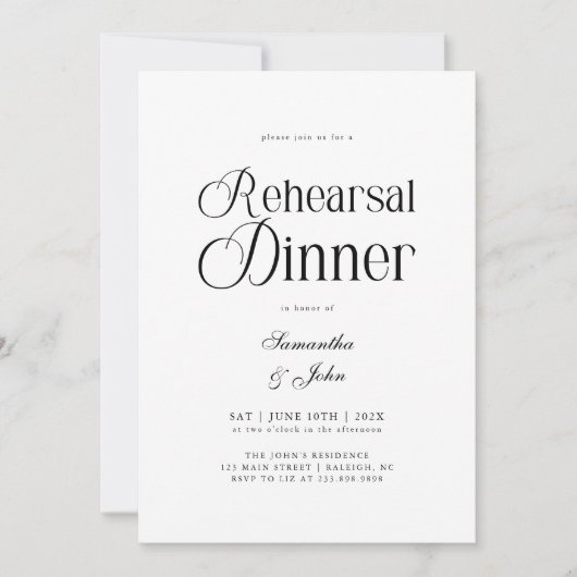 Invitation Modern Chic Script Wedding Rehearsal Dinner (Devant)