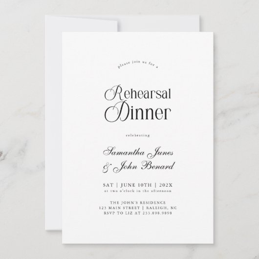 Invitation Modern Chic Script Wedding Rehearsal Dinner (Devant)