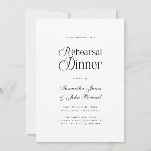 Invitation Modern Chic Script Wedding Rehearsal Dinner (Devant)