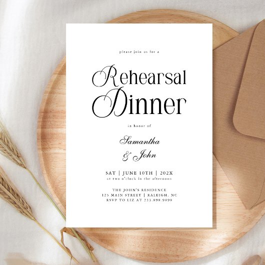 Invitation Modern Chic Script Wedding Rehearsal Dinner