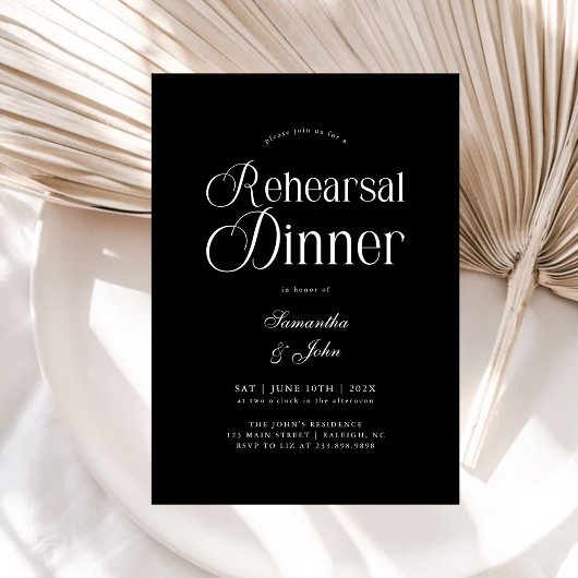 Invitation Modern Chic Script Wedding Rehearsal Dinner
