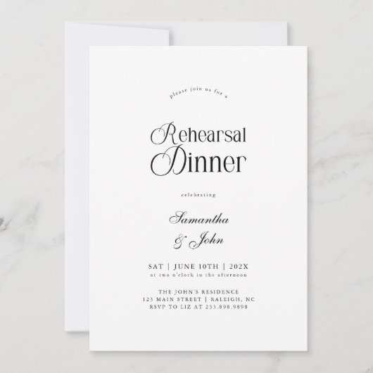 Invitation Modern Chic Script Wedding Rehearsal Dinner (Devant)