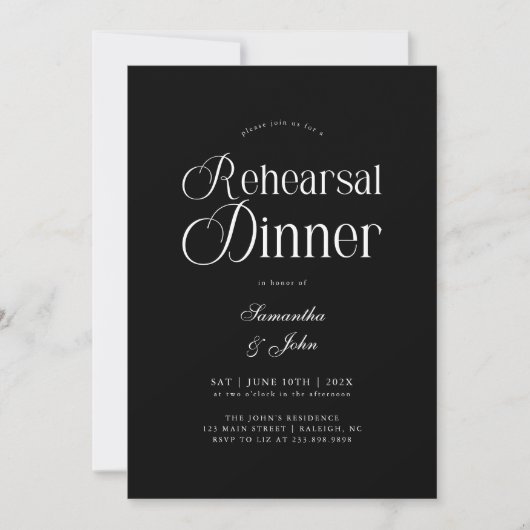 Invitation Modern Chic Script Wedding Rehearsal Dinner (Devant)