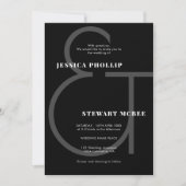 Invitation Modern Chic Simple Photo Mariage noir et blanc (Devant)