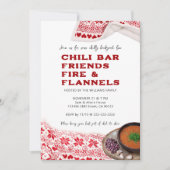 Invitation Modern Chili Amis Flanelle Potluck Friendsgiving (Devant)