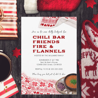 Invitation Modern Chili Friends Flannel Friendsgiving Potluck