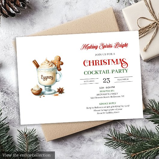 Invitation Modern Christmas Cocktails Party Editable Invites