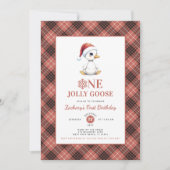 Invitation Modern Christmas First Birthday One Jolly Goose (Devant)