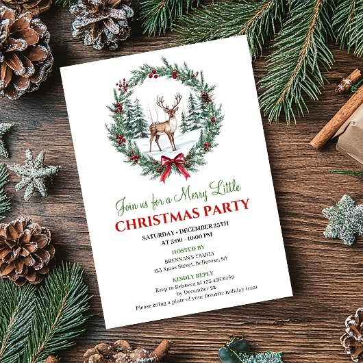 Invitation Modern Christmas Scene Watercolor Holiday Invite
