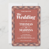 Invitation Modern Cinnamon and Marsala Art Deco Wedding QR (Devant)