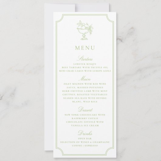 Invitation Modern Citrus Green Double Frame Wedding Menu (Devant)