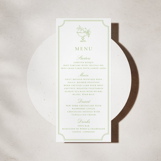 Invitation Modern Citrus Green Double Frame Wedding Menu