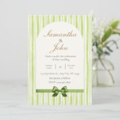 Invitation Modern Citrus Green Stripe Back Photo Wedding (Debout devant)