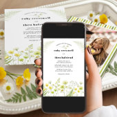 Invitation Modern Citrus Wildflower Stripe Photo Wedding