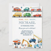 Invitation Modern City Transportation birthday Party (Devant)