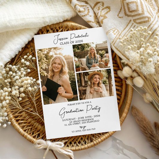 Invitation Modern Class of 2026 Photo Graduation Invite