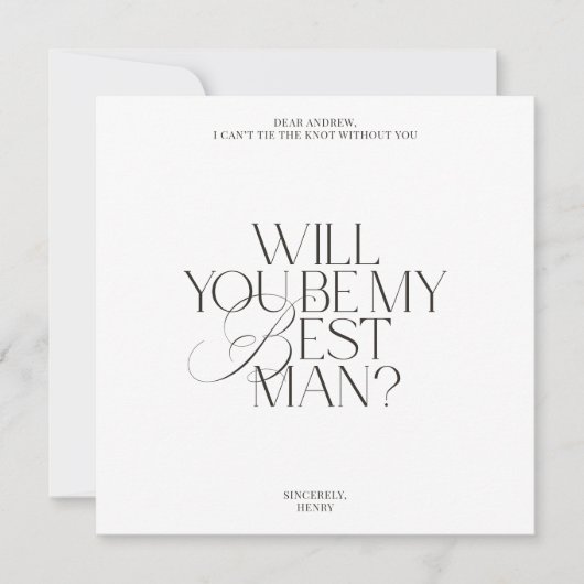 Invitation Modern Classic Best Man Proposal Card (Devant)