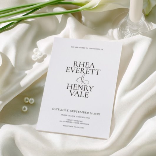 Invitation Modern Classic Black & White Wedding 