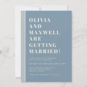 Invitation Modern Classic Blue Striped Photo Wedding (Devant)