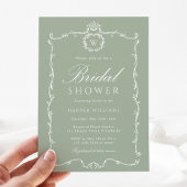 Invitation Modern Classic Frame Bridal Shower Sage Green