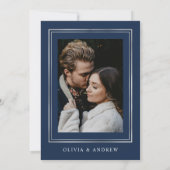 Invitation Modern Classic Navy Blue Floral Photo Wedding (Dos)