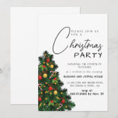 Invitation Modern Classic Pine Tree & Ornaments Holiday (Devant / Derrière)