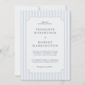 Invitation Modern Classic Stripes Blue All in one  Wedding (Devant)