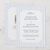 Invitation Modern Classic Stripes Dusty Blue QR Code Wedding (Devant / Derrière)