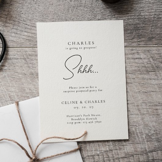Invitation Modern Classic Surprise Proposal Party