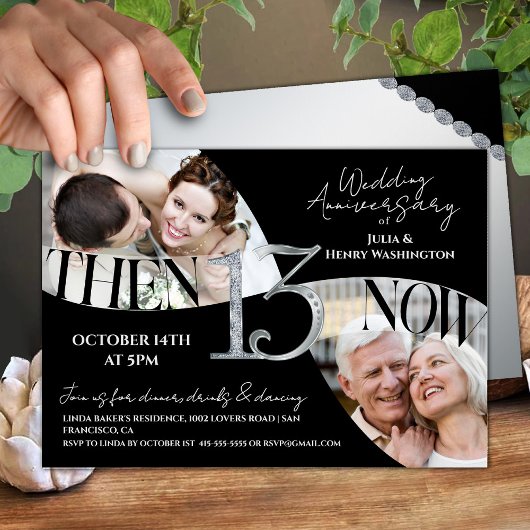 Invitation Modern Classy 13th Wedding Anniversary