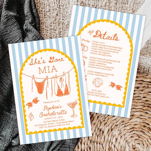 Invitation Modern Coastal Bachelorette Party Itinerary