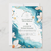 Invitation Modern Coastal Seashell Watercolor Wedding (Devant)