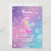 Invitation Modern Colorful 1st Birthday Rainbow Foil (Devant)