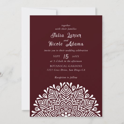 Invitation Modern Colorful Boho Ethnic Floral Mandala Wedding (Devant)