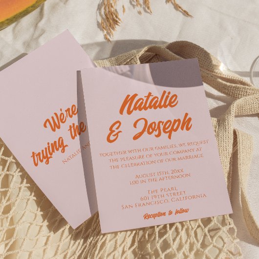 Invitation Modern Colorful Bold Fun Colorful Retro Wedding