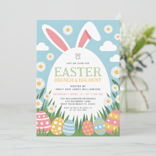 Invitation Modern Colorful Easter Brunch & Egg Hunt (Debout devant)