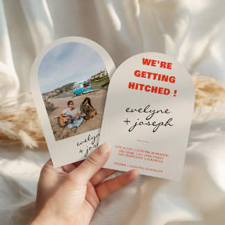 Invitation Modern Colorful Retro Fun Funky Arched Wedding