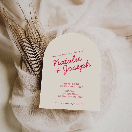 Invitation Modern Colorful Retro Fun Whimsical Arch Wedding