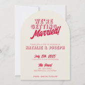 Invitation Modern Colorful Retro Funky Unique Arched Wedding (Devant)