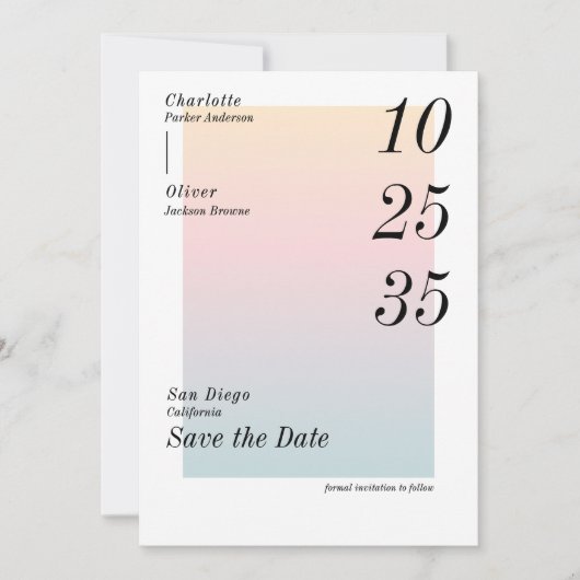 Invitation Modern Colorful Save the Date Watercolor (Devant)