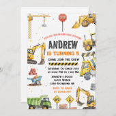 Invitation Modern Construction Birthday Party custom image (Devant / Derrière)